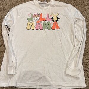 Persaya White Long Sleeve Tee with Colorful Print